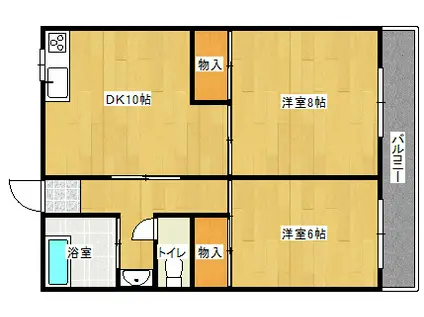 市川ビル(2DK/2階)の間取り写真