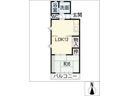 サンシャイン薬師(1LDK/2階)の間取り写真
