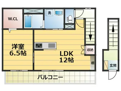 アンベリール(1LDK/2階)の間取り写真