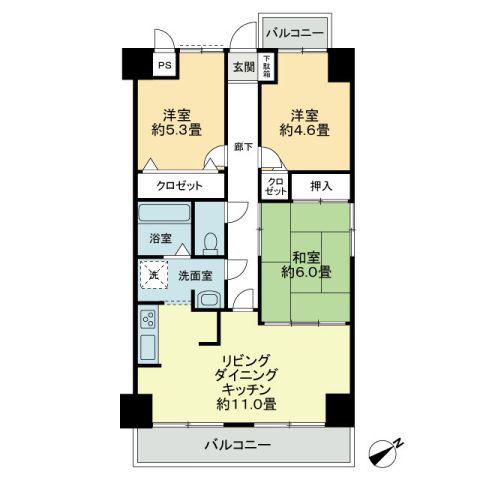 エスポワール辻(3LDK/4階)の間取り写真