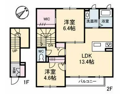 DOLCE(2LDK/2階)の間取り写真