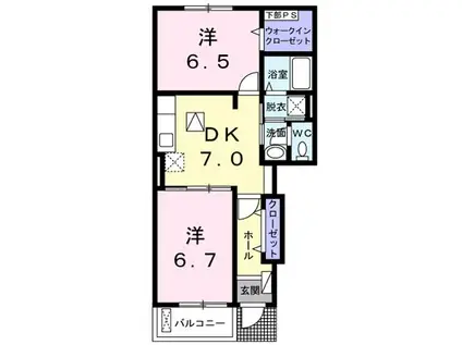 カルム エレガンス(2DK/1階)の間取り写真