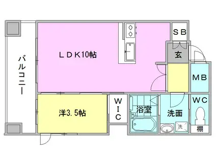 ネストピア博多ガーデン(1LDK/7階)の間取り写真