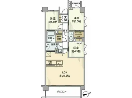 ザ・パークハウス宮前平(3LDK/4階)の間取り写真