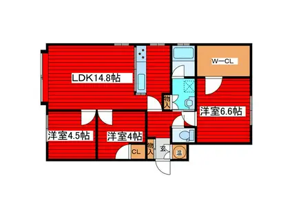 FLEX CASA NISHIOKA(3LDK/1階)の間取り写真