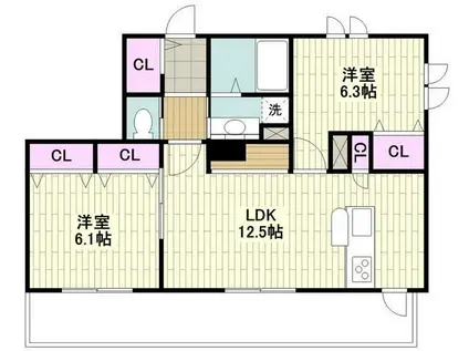 ヴィラシャンベール(2LDK/1階)の間取り写真