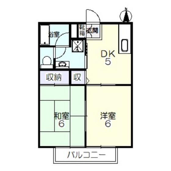 ラージヒル(2DK/2階)の間取り写真