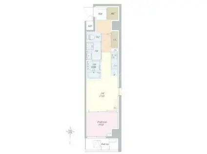 ロイジェント山王(1DK/1階)の間取り写真