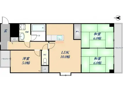 グランドゥール西岡(3LDK/9階)の間取り写真