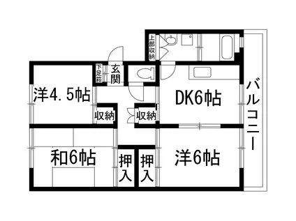 仁川マンション(3DK/4階)の間取り写真
