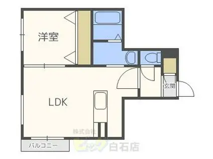 ガーデンハウス菊水(1LDK/3階)の間取り写真