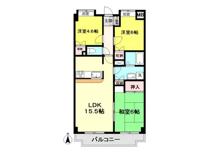プレミール赤塚(3LDK/2階)の間取り写真