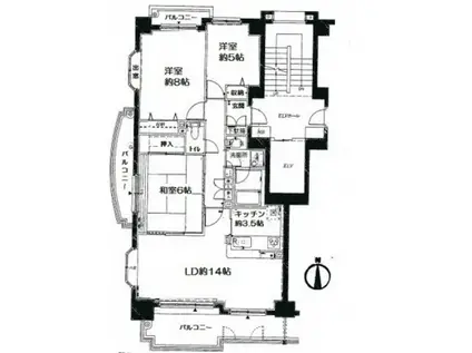 パークハウス東山公園の街 弐番館(3LDK/14階)の間取り写真