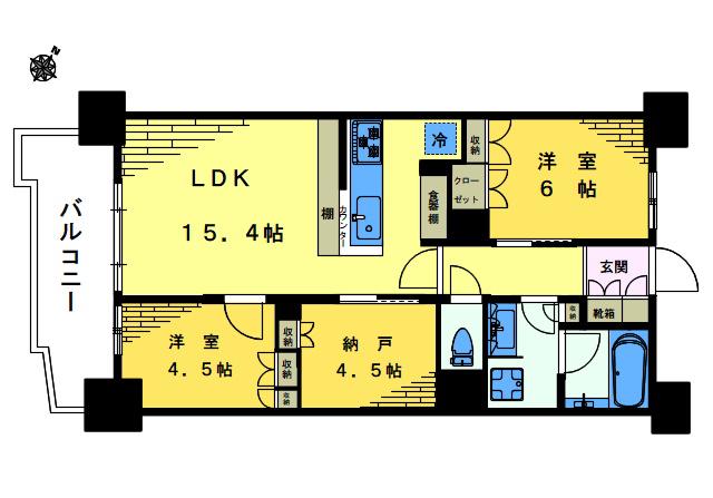 プラウド高田馬場(2SDK/8階)の間取り写真
