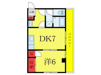 川口屋コーポ(1DK/3階)の間取り写真