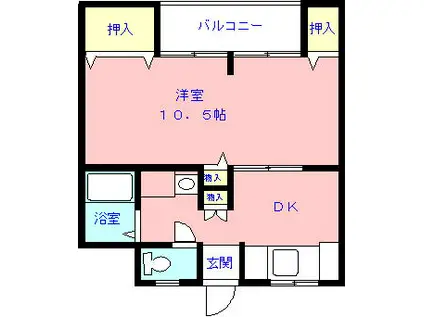 ドエル幕張(1DK/1階)の間取り写真