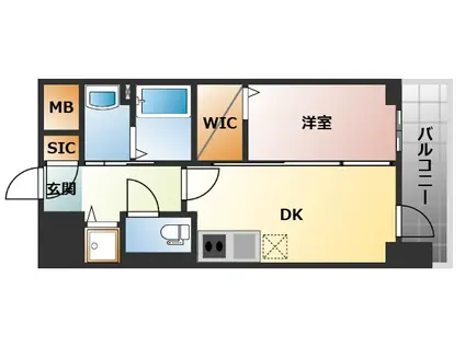 エステムコート難波ウエスト-SIDEIXレデント(1DK/3階)の間取り写真