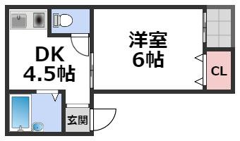 ファーストイン森ノ宮(1DK/4階)の間取り写真
