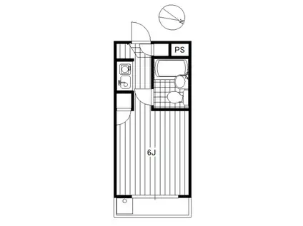 スカイコート西鶴間(ワンルーム/2階)の間取り写真