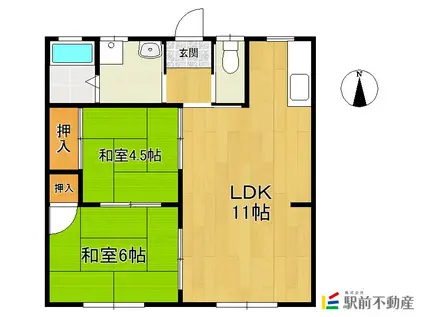 舞ハイツ(2LDK/1階)の間取り写真