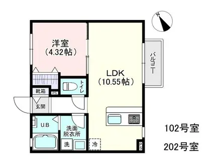 アレーズ・ ユーカリ(1LDK/2階)の間取り写真