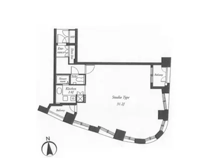 ルネ・パルティーレ汐留(1K/7階)の間取り写真