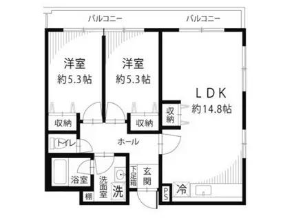 サンファミーユ(2LDK/5階)の間取り写真