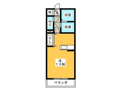 クレベール(ワンルーム/2階)の間取り写真