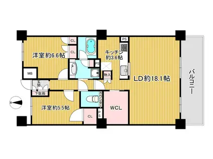 プラウド阪急塚口駅前(2LDK/8階)の間取り写真