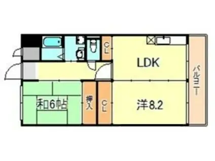 メゾン3桑原(2LDK/1階)の間取り写真