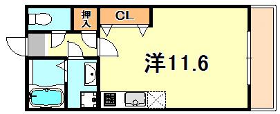 レバンス高取(ワンルーム/1階)の間取り写真