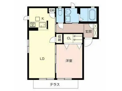 リバーサイドヴィラ A棟(1LDK/2階)の間取り写真