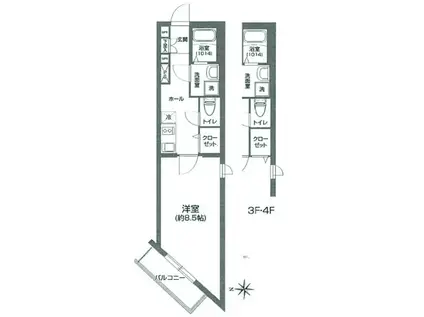 コンポジット王子(1K/1階)の間取り写真