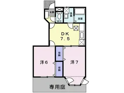 サンパティークA(2DK/1階)の間取り写真