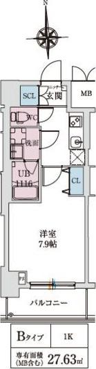スプランディッド上本町ウエスト(1K/10階)の間取り写真