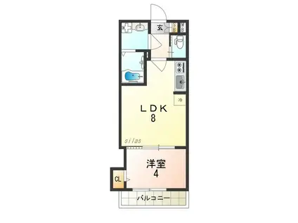 H-MAISON出来島(1LDK/1階)の間取り写真