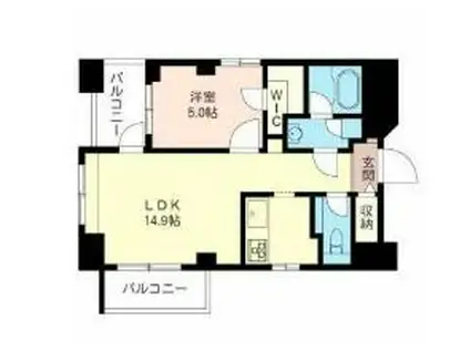 エスティメゾン恵比寿Ⅱ(1LDK/5階)の間取り写真