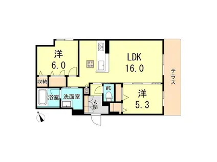 SEASIDE HOUSE(2LDK/1階)の間取り写真