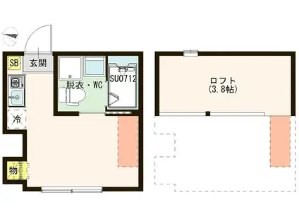ハーモニーテラス梅田(ワンルーム/2階)の間取り写真