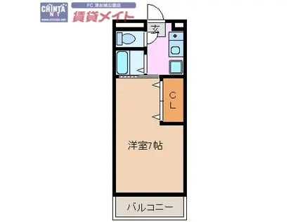 コーポ伊吹C(1K/2階)の間取り写真
