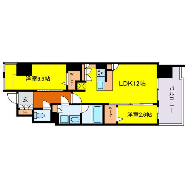 アーバネックス本町II(2LDK/5階)の間取り写真