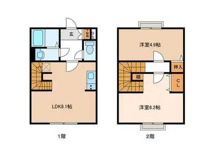 前河原コーポ(2LDK/1階)の間取り写真