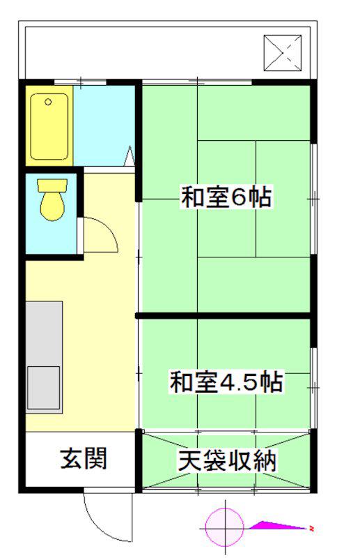 コーポ河野第1(2K/2階)の間取り写真