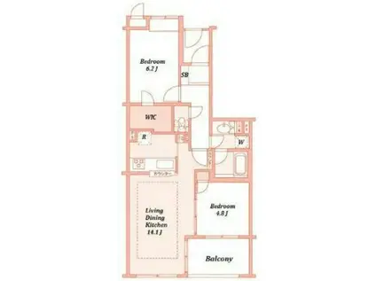 東急ドエルシーサイドコート湘南松風(2LDK/4階)の間取り写真