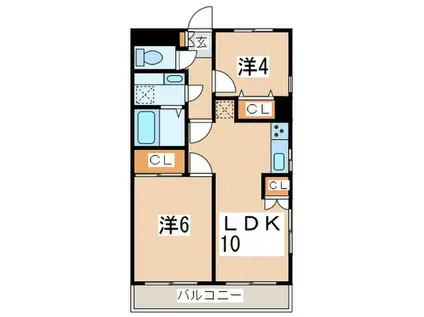 CASSIAたまプラーザ(2LDK/3階)の間取り写真