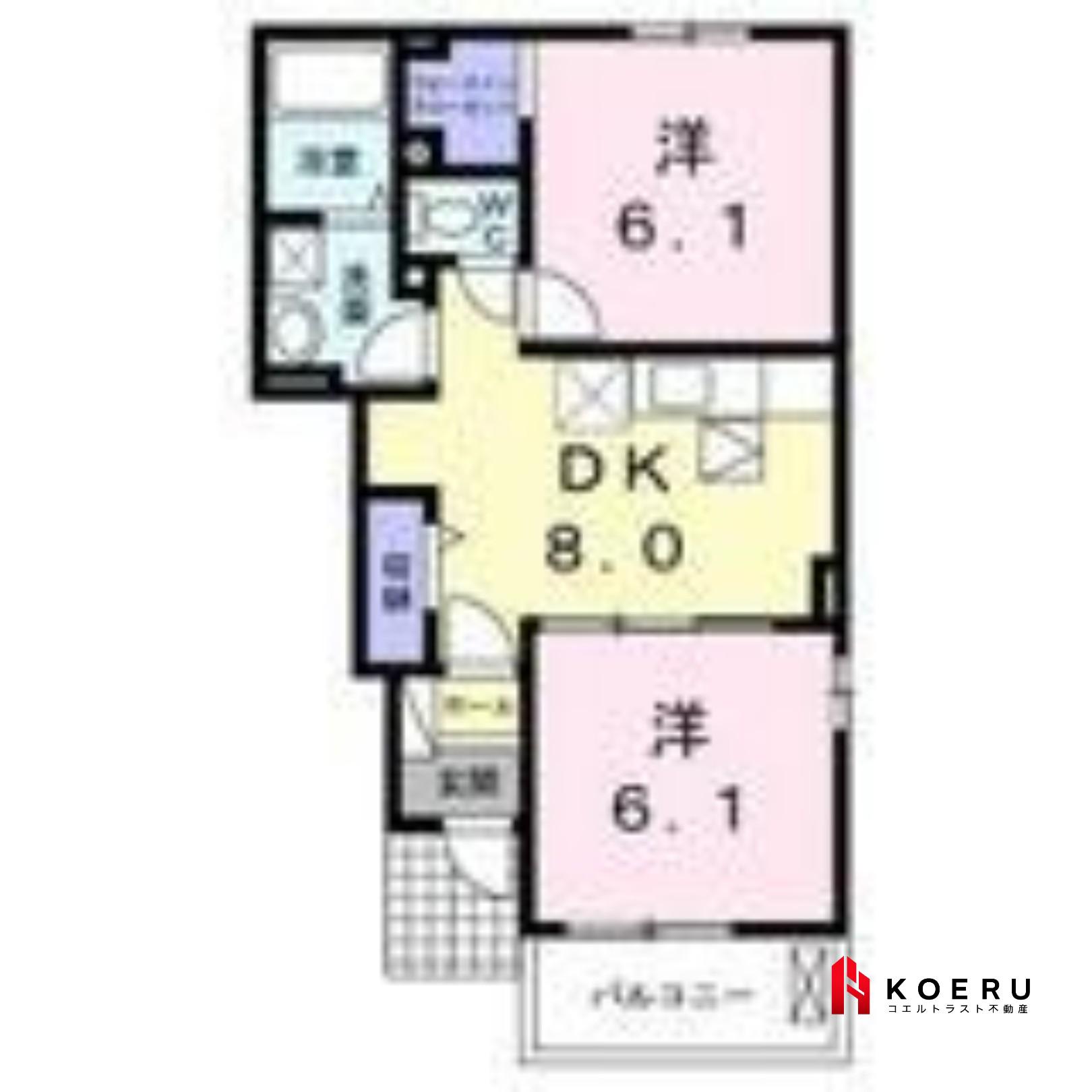 ティアナC(2DK/1階)の間取り写真