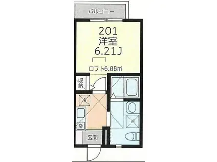 アトラス大豆戸(1K/2階)の間取り写真