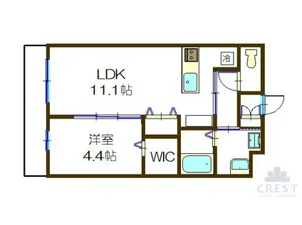 ザ・プレミア旭(1LDK/3階)の間取り写真