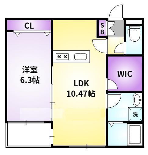 L-BLOOM御井(1LDK/1階)の間取り写真