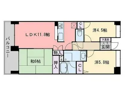 博多駅東パークホームズ(3LDK/3階)の間取り写真